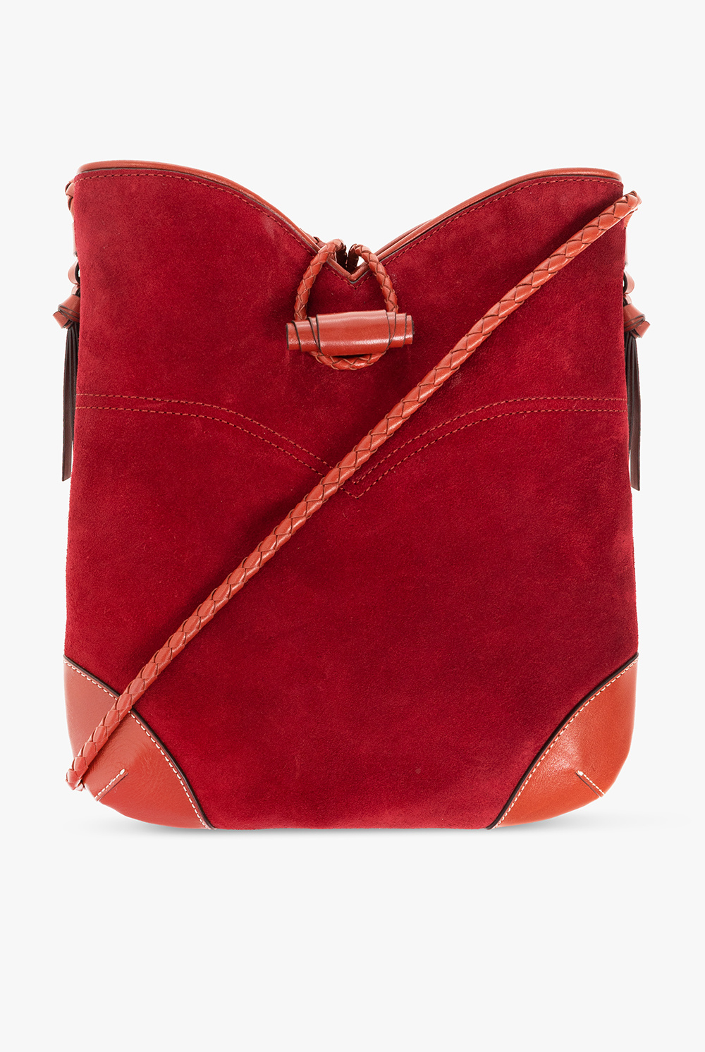 Red suede online handbag